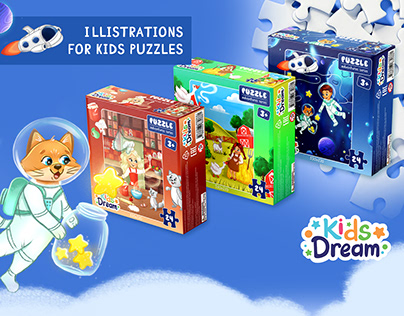 Kids puzzle illustrations "Adventure series"