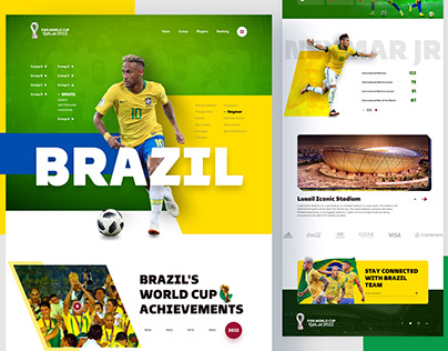 Team Brazil Landing page for FIFA World cup Qatar 2022