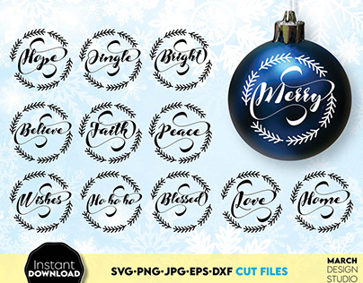Christmas Ornaments SVG Bundle | Round Christmas SVG