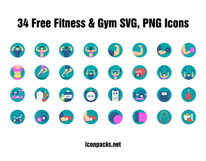 34 Free Fitness & Gym SVG, PNG Icons