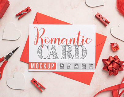 Romantic Card with Envelope Mockup