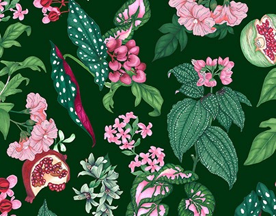 Begonia Garden Print - Textile Design