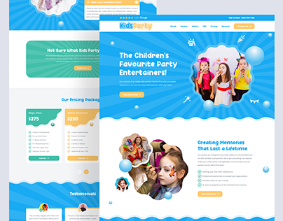 Kids Party Entertainment Service Landing Page