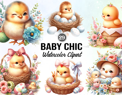 Baby Chic Watercolor Clipart