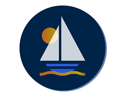 Logo animation. A sailing boat is sailing in the sea.
