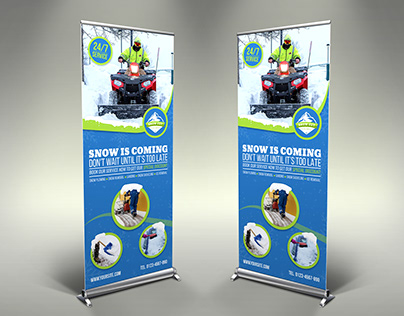 Snow Removal Service Signage Banner Roll-Up Template
