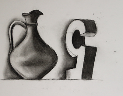 Charcoal still life sketches