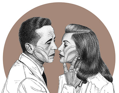 Humphrey Bogart and Lauren Bacall Illustration
