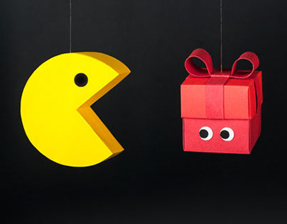 Pac-Man eating gift box