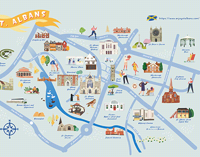 Travel Guide Drawn by Hand in St. Albans