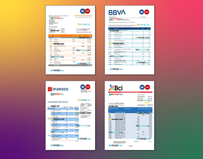 BCP,BBVA ,BCEE,BCI business bank statement templates