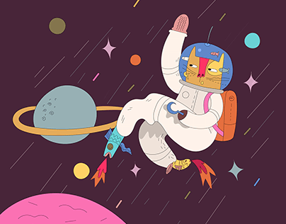 Space Cat | Vector illustration