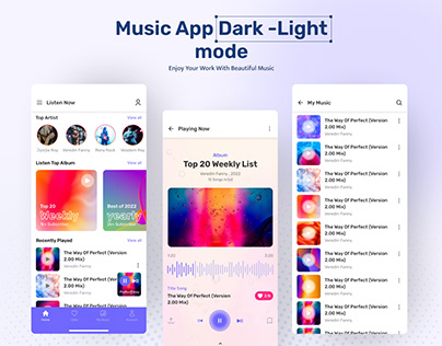Music App UI Design ( Dark And Light Mode )