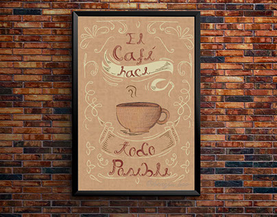 Póster Lettering coffe