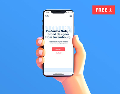 Free 3D Hand holding iPhone Mockup PSD