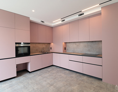 Кухня розового цвета / pink kitchen from ABDONGROUP
