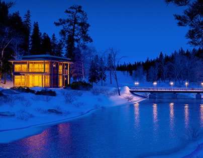 Lake House Winter in Finland