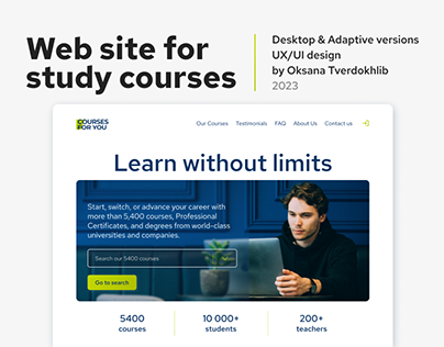 UI/UX design for web site with study courses
