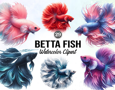 Betta fish Watercolor Clipart