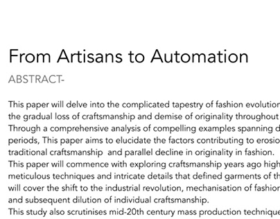 FROM ARTISANS TO AUTOMATION