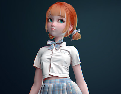 3D Cute Girl Character