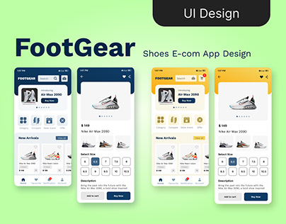 UI Design - 'FootGear' Shoes e-Com Mobile App