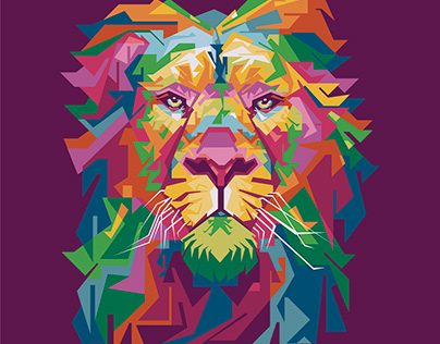 illustration vector lion king in wpap style