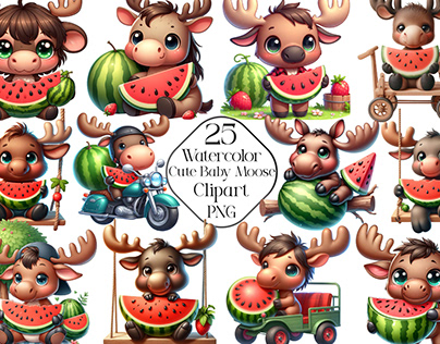 Cute Baby Moose Sublimation PNG Clipart