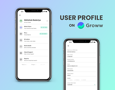 Day 06/100 - User Profile UI Design of Groww App