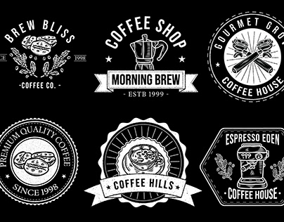 Hand Drawn Cafe and Coffee Logo Badge