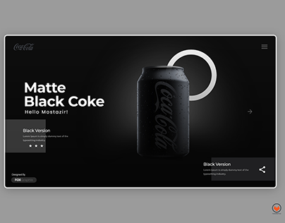 Black matte Cocacola Website Landing Page
