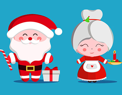 Set of Christmas characters like Santa Claus,Penguin