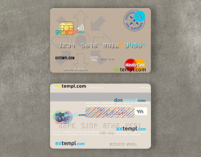 Suriname Centrale Bank van Suriname mastercard template