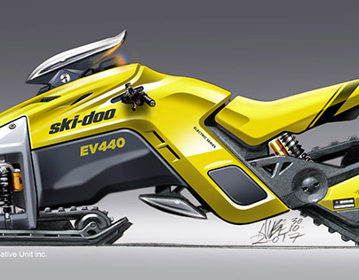 Electric snowmobile concept with three motorized tracks