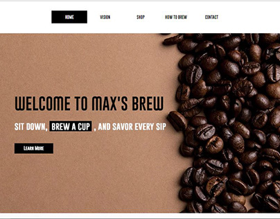 Website design fot Coffee brew