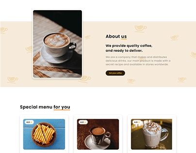 Landing page for a Coffee
