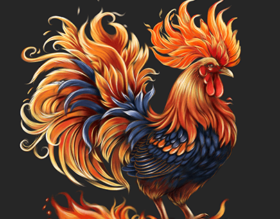Rooster, sketch, element of fire, Chinese horoscope