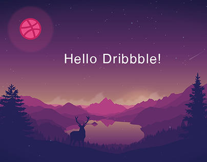 Dribbble animation with typography and falling star..!