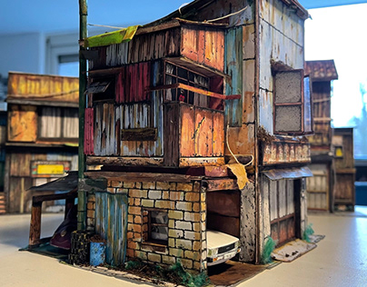 Cool rusty Japanse scenery of paper
