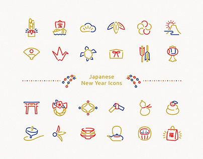 Japanese New Year Icons