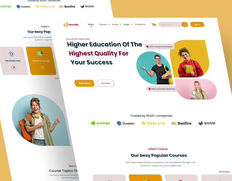 Educational website design templates