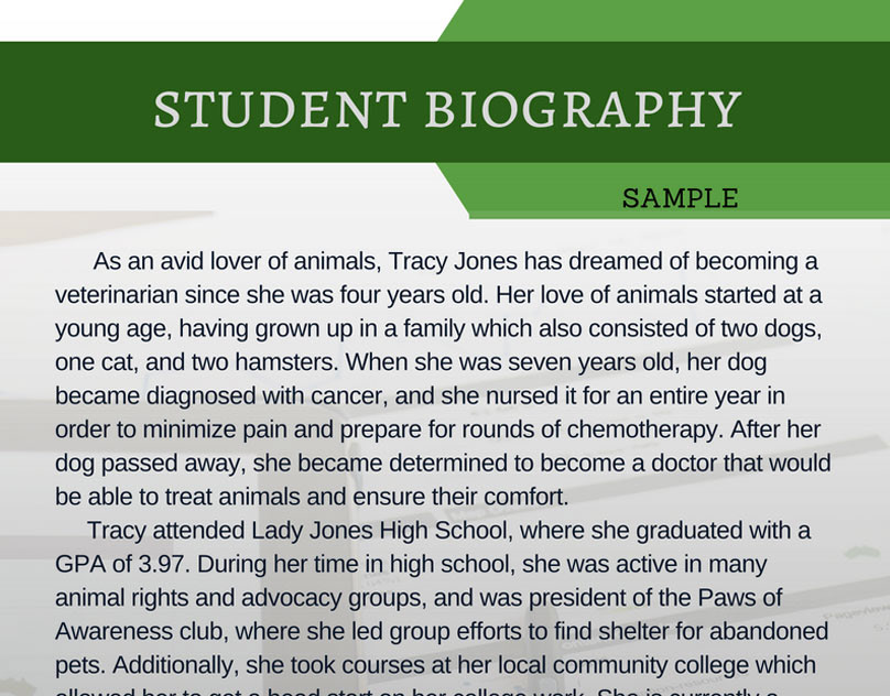 an example of a student biography
