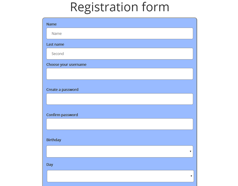 Registrationform1 Free Online