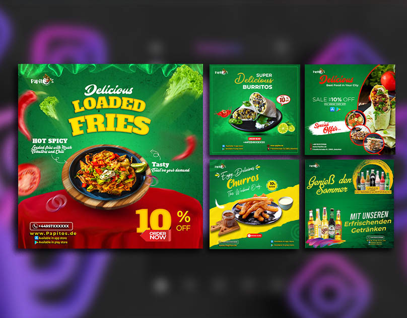 I will create social media, Instagram post and food poster, food banner product design