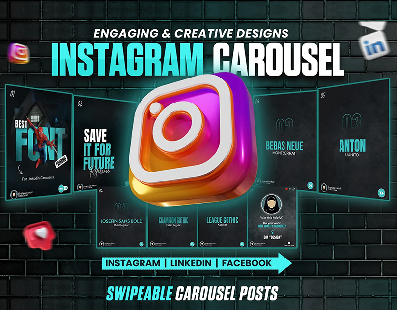 Creative Instagram & LinkedIn Carousel Post Design | Social Media Carousel Post Design