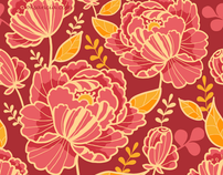 Kimono Florals - Vector Seamless Patterns