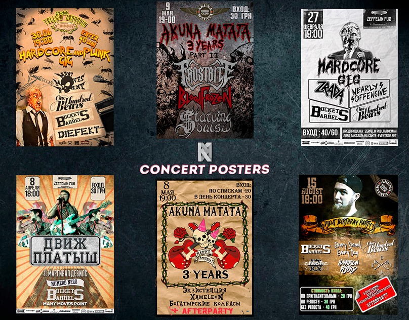 concert posters.