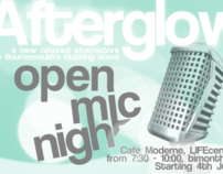 Afterglow, open mic night flyer