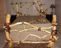 Log and Rawhide Bed Frame