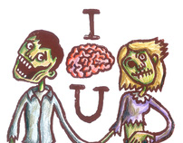 Zombie Valentine's Linocut